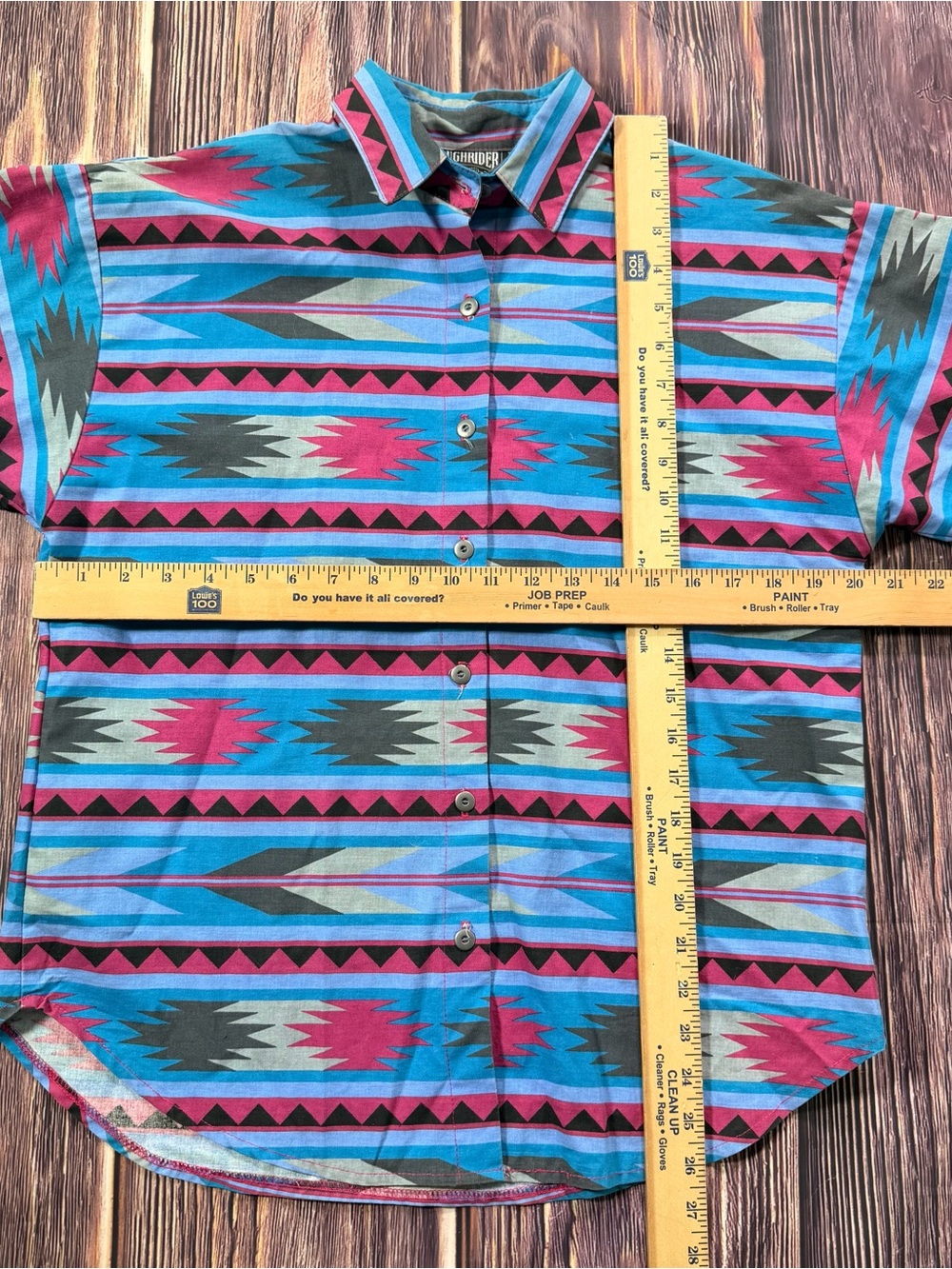Roughrider Circle T Western button-down w/ Southwestern-inspired Aztec pattern - Picture 7 of 8